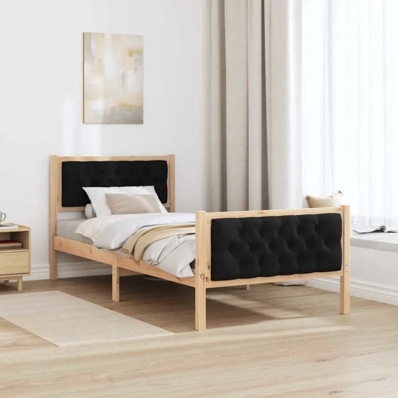 Lovos rėmas Juoda 90 x 190 cm Kietos pušies mediena