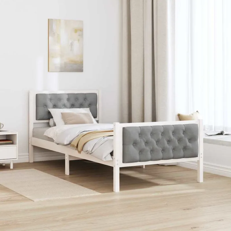 Lovos rėmas Šviesiai pilka 90 x 190 cm Kietos pušies mediena