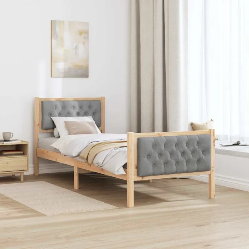 Lovos rėmas Šviesiai pilka 75 x 190 cm Kietos pušies mediena