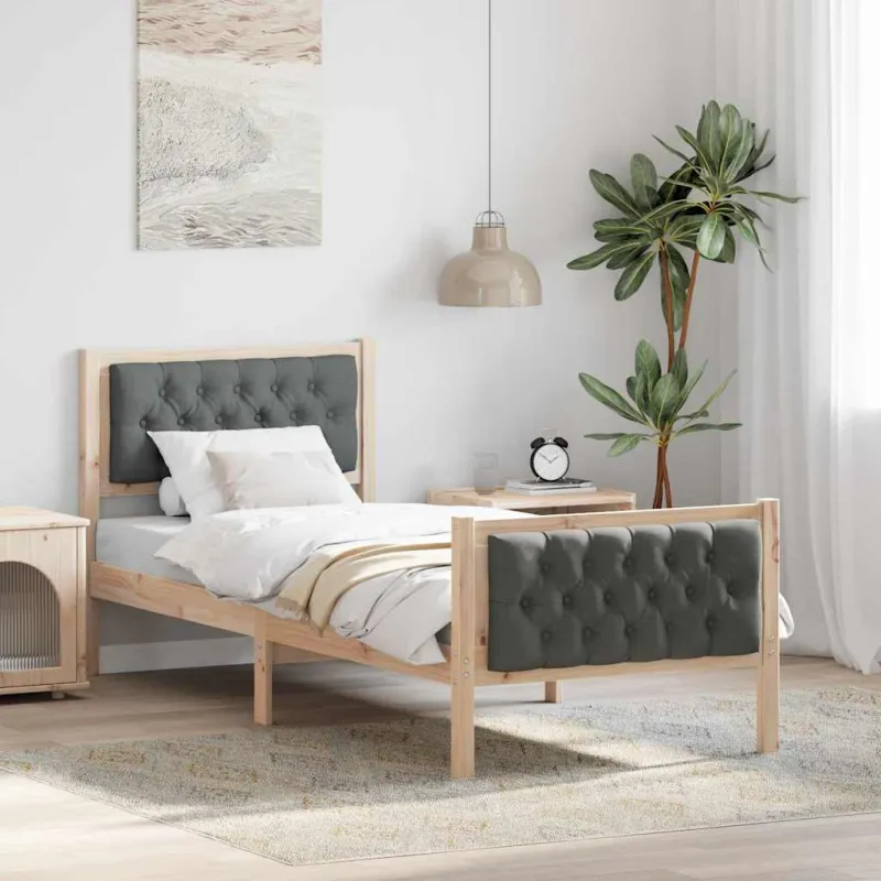 Lovos rėmas Tamsiai pilka 75 x 190 cm Kietos pušies mediena