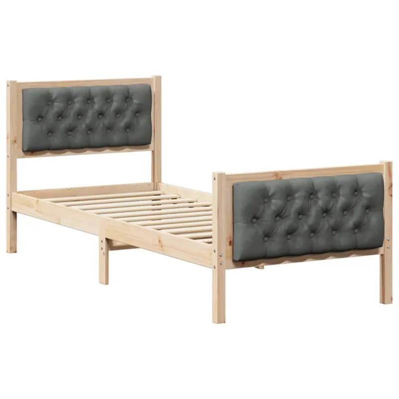 Lovos rėmas Tamsiai pilka 75 x 190 cm Kietos pušies mediena