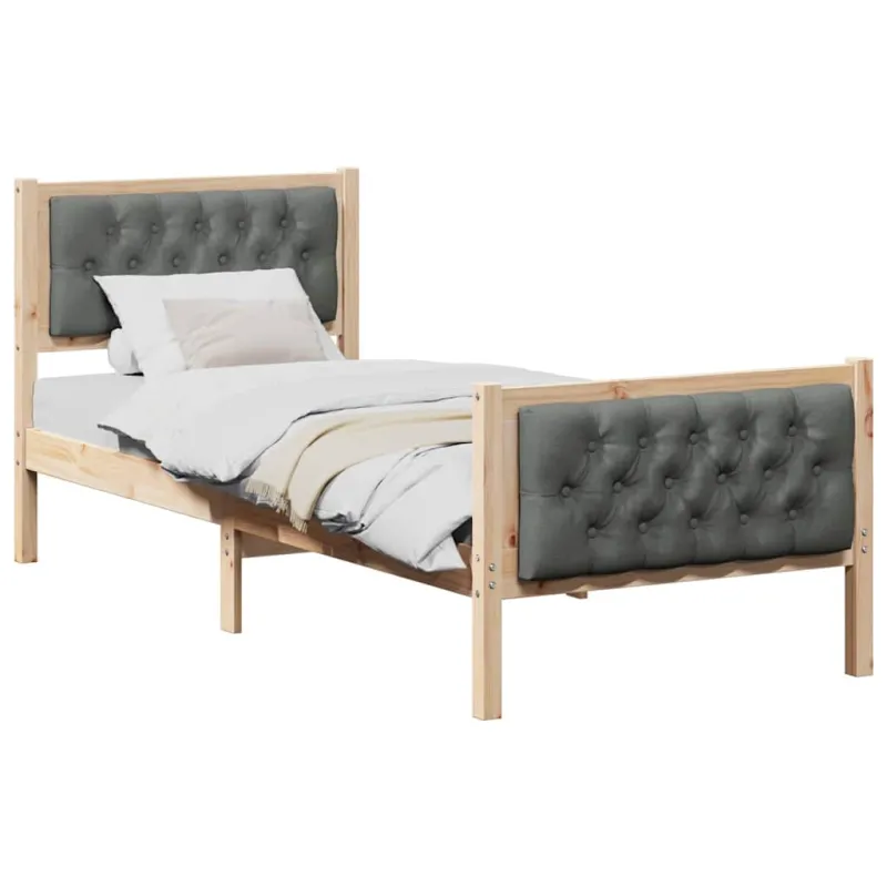 Lovos rėmas Tamsiai pilka 75 x 190 cm Kietos pušies mediena