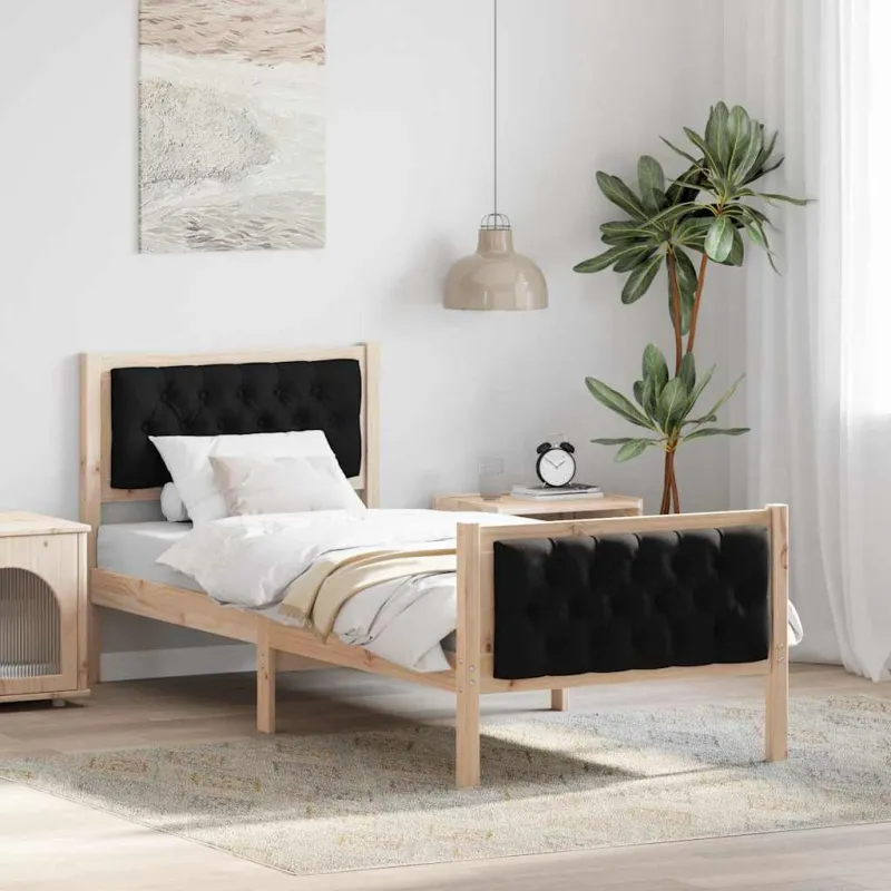 Lovos rėmas Juoda 75 x 190 cm Kietos pušies mediena