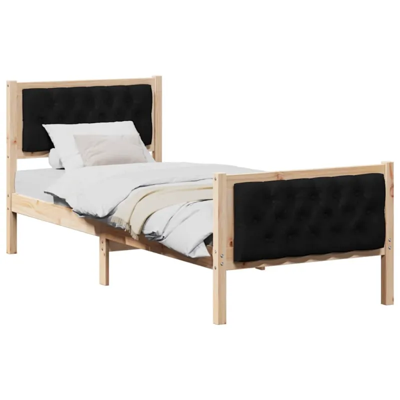 Lovos rėmas Juoda 75 x 190 cm Kietos pušies mediena