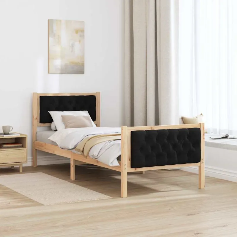 Lovos rėmas Juoda 75 x 190 cm Kietos pušies mediena