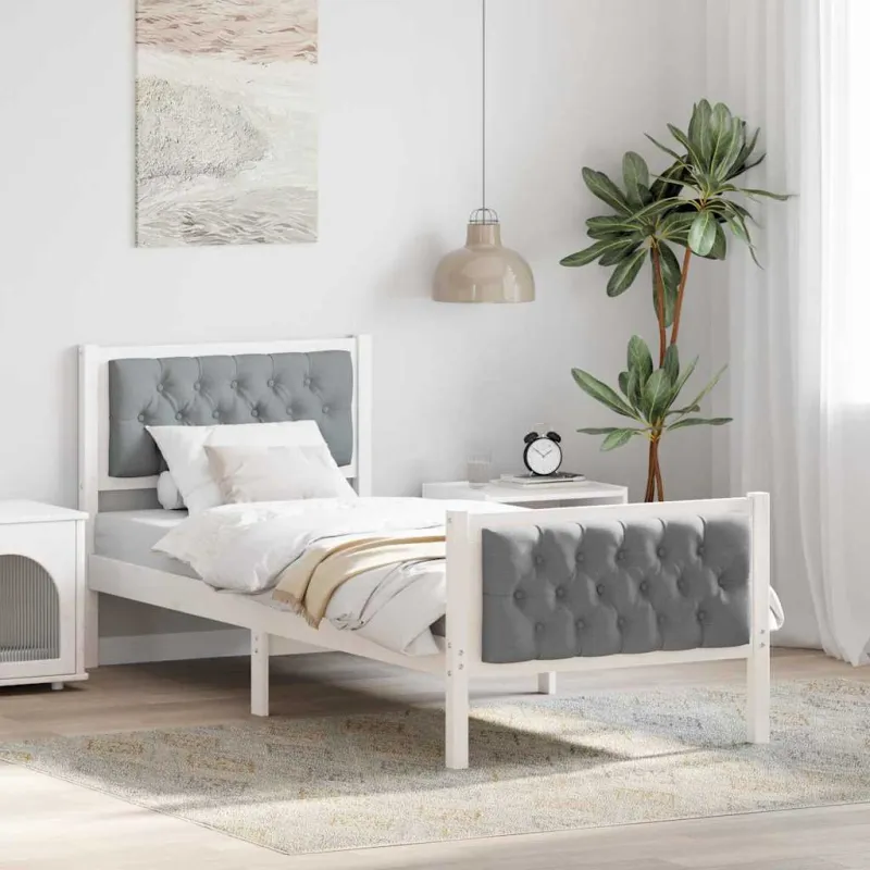 Lovos rėmas Šviesiai pilka 75 x 190 cm Kietos pušies mediena