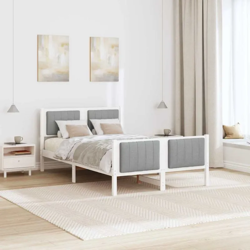 Lovos rėmas Balta ir šviesiai pilka 120 x 200 cm Pušies masyvas