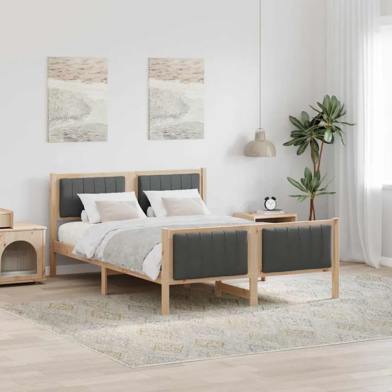 Lovos rėmas ruda ir tamsiai pilka 135 x 190 cm Pušies masyvas