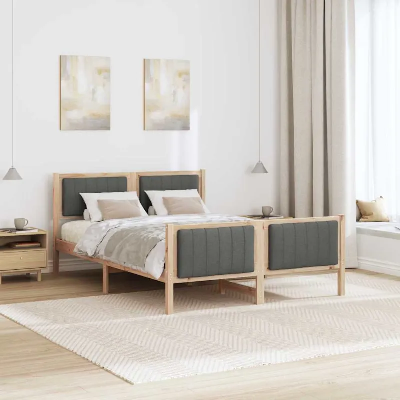 Lovos rėmas ruda ir tamsiai pilka 135 x 190 cm Pušies masyvas