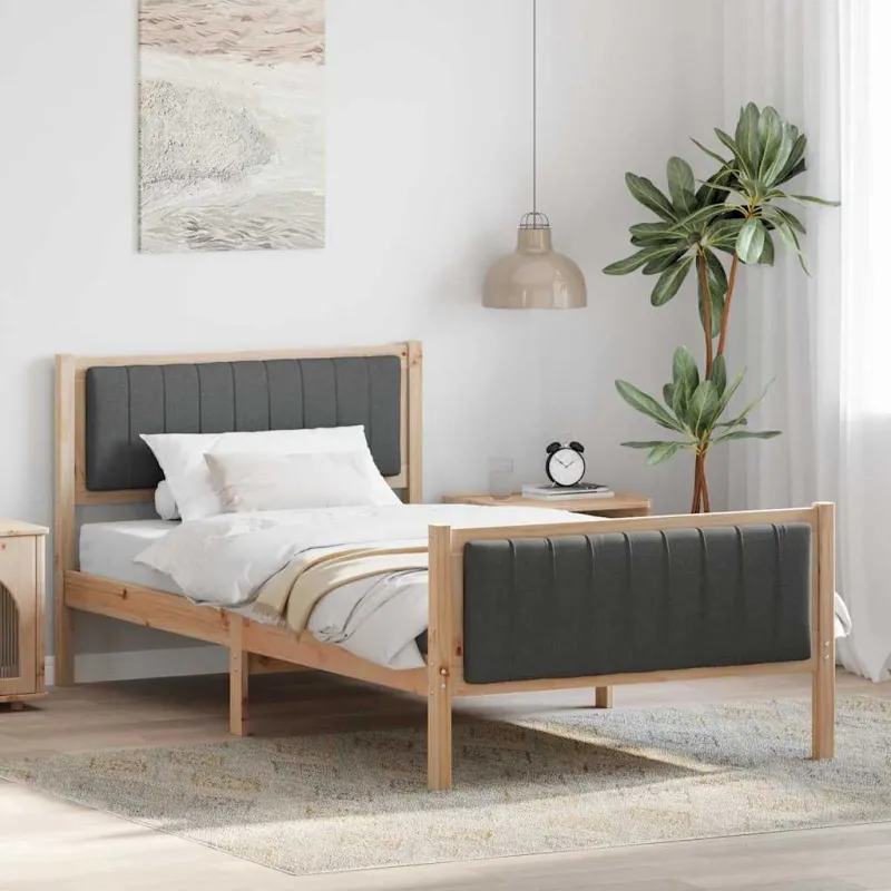 Lovos rėmas ruda ir tamsiai pilka 100 x 200 cm Pušies masyvas