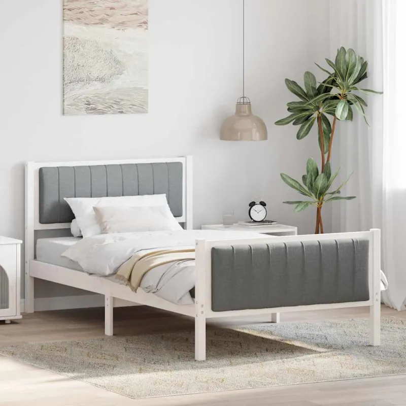 Lovos rėmas Balta ir šviesiai pilka 100 x 200 cm Pušies masyvas