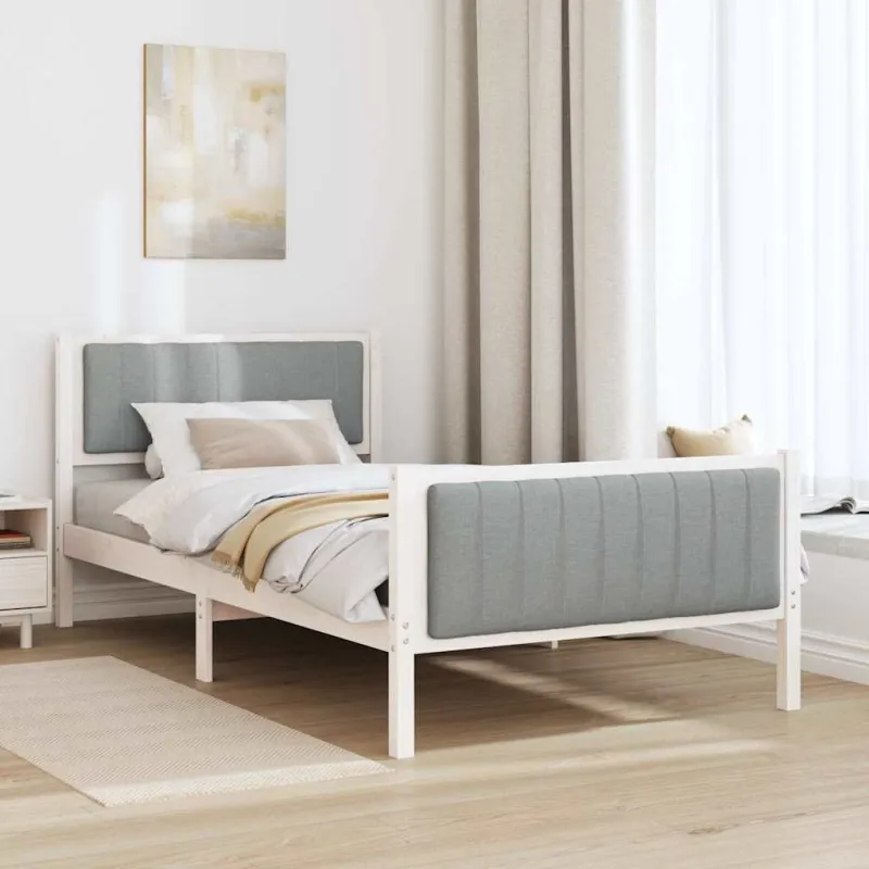 Lovos rėmas Balta ir šviesiai pilka 100 x 200 cm Pušies masyvas