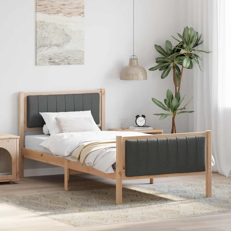 Lovos rėmas ruda ir tamsiai pilka 90 x 200 cm Pušies masyvas