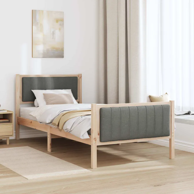 Lovos rėmas ruda ir tamsiai pilka 90 x 200 cm Pušies masyvas