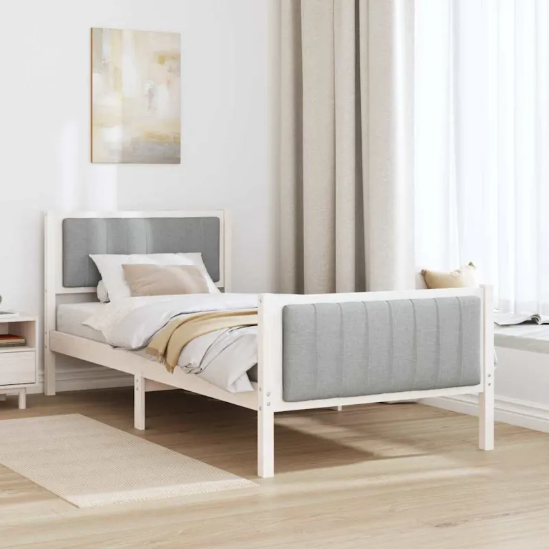 Lovos rėmas Balta ir šviesiai pilka 90 x 200 cm Pušies masyvas
