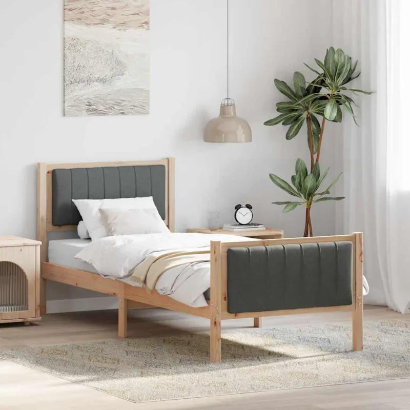 Lovos rėmas ruda ir tamsiai pilka 80 x 200 cm Pušies masyvas