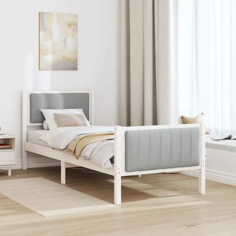 Lovos rėmas Balta ir šviesiai pilka 80 x 200 cm Pušies masyvas