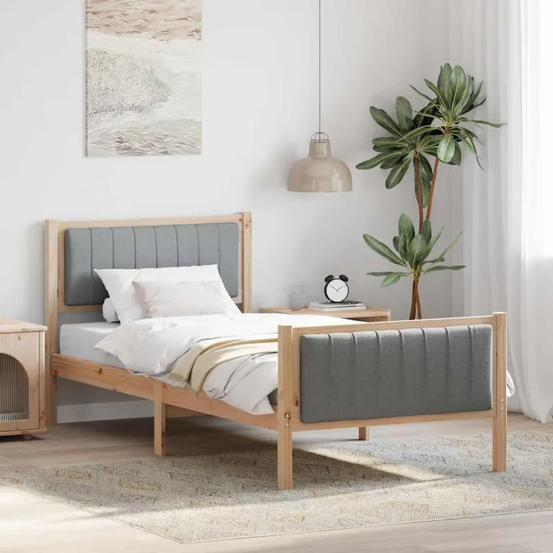 Lovos rėmas Ruda ir šviesiai pilka 90 x 190 cm Pušies masyvas