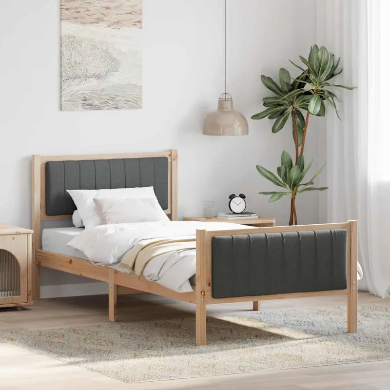 Lovos rėmas ruda ir tamsiai pilka 90 x 190 cm Pušies masyvas