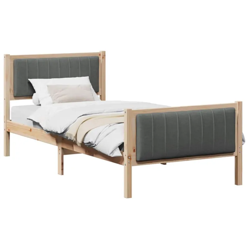 Lovos rėmas ruda ir tamsiai pilka 90 x 190 cm Pušies masyvas