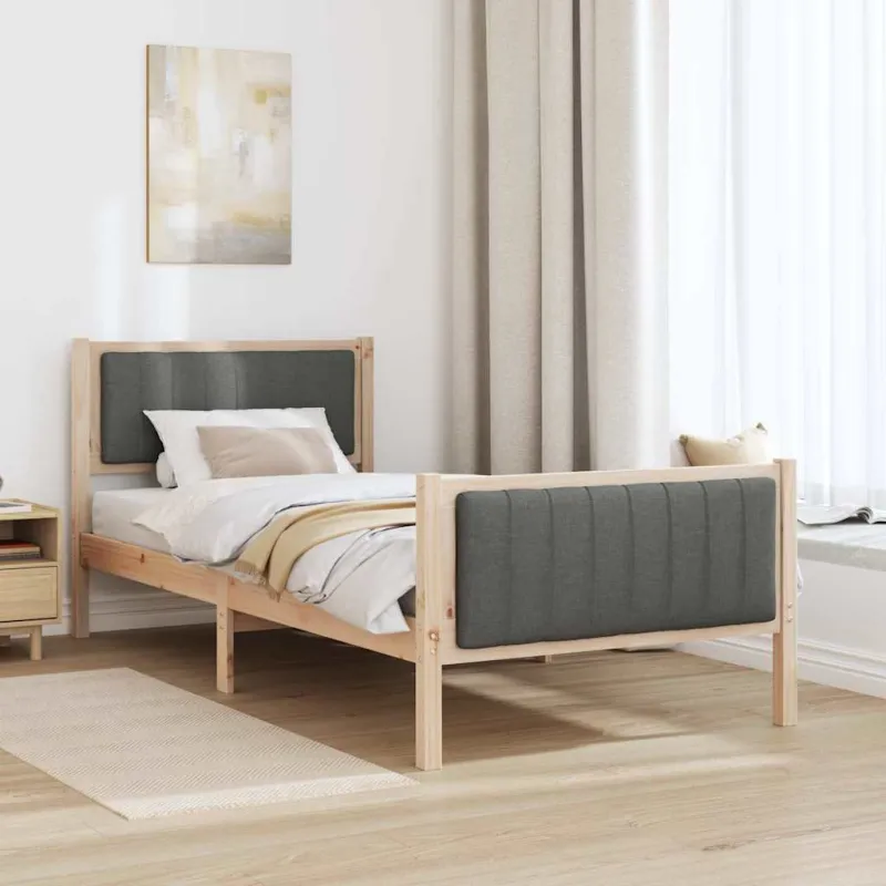 Lovos rėmas ruda ir tamsiai pilka 90 x 190 cm Pušies masyvas