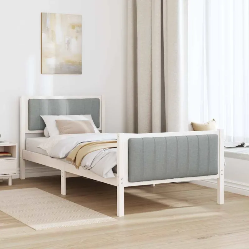 Lovos rėmas Balta ir šviesiai pilka 90 x 190 cm Pušies masyvas