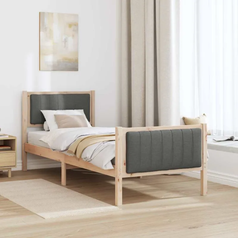 Lovos rėmas ruda ir tamsiai pilka 75 x 190 cm Pušies masyvas