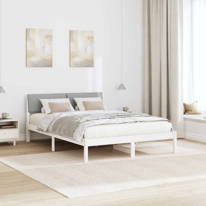 Lovos rėmas Balta ir šviesiai pilka 150 x 200 cm Pušies masyvas