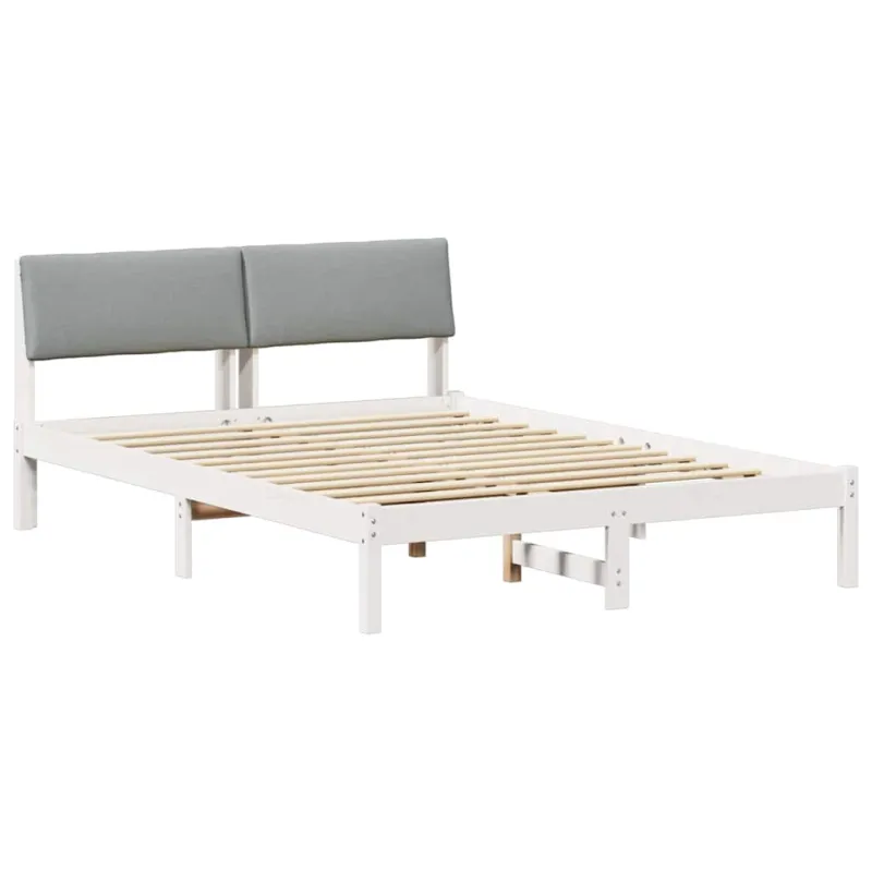 Lovos rėmas Balta ir šviesiai pilka 140 x 200 cm Pušies masyvas