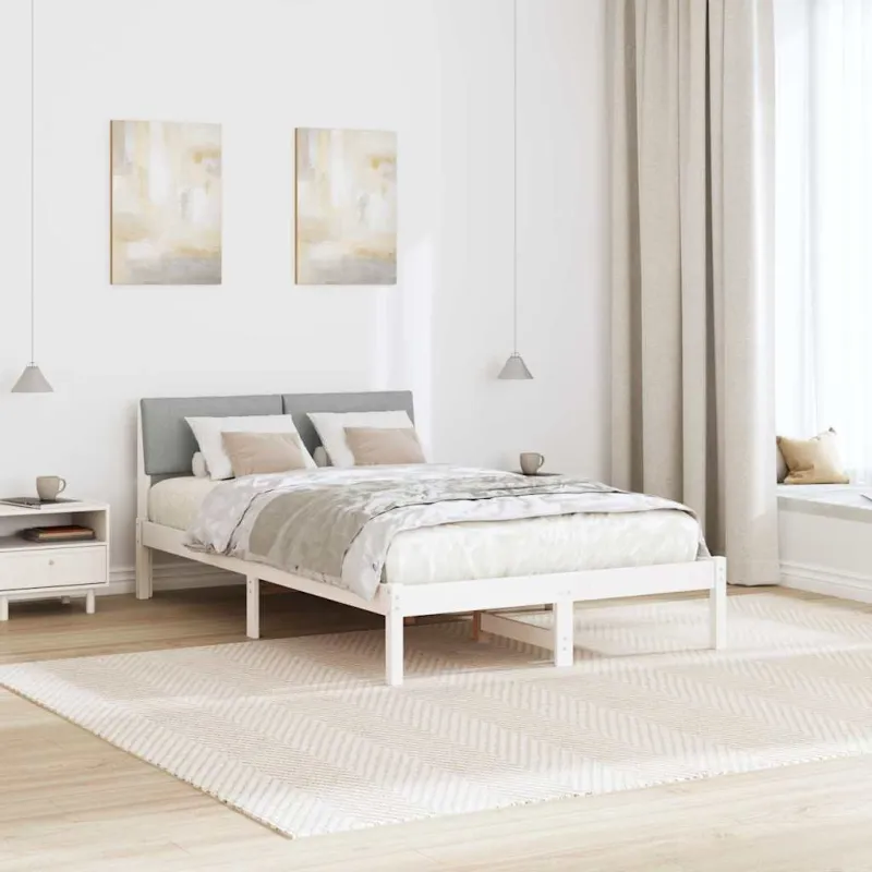 Lovos rėmas Balta ir šviesiai pilka 120 x 200 cm Pušies masyvas
