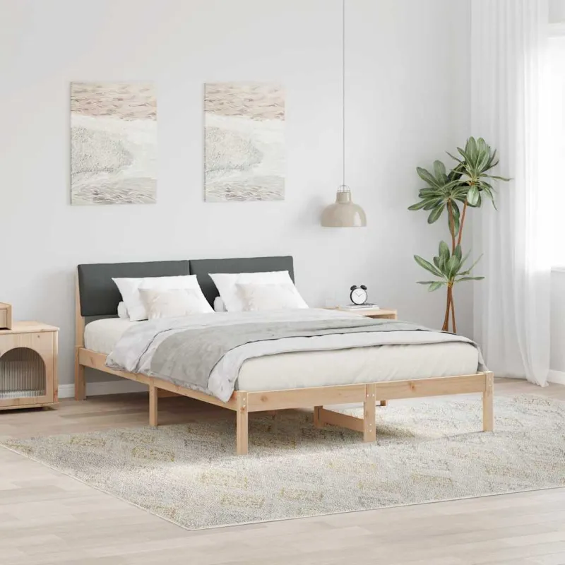 Lovos rėmas ruda ir tamsiai pilka 135 x 190 cm Pušies masyvas