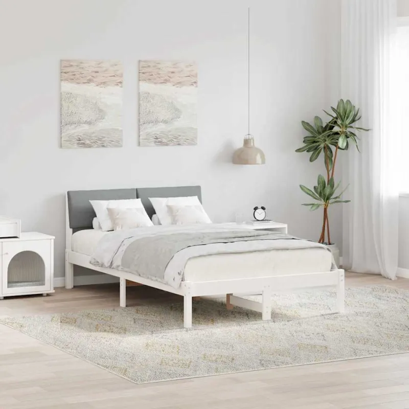 Lovos rėmas Balta ir šviesiai pilka 120 x 190 cm Pušies masyvas