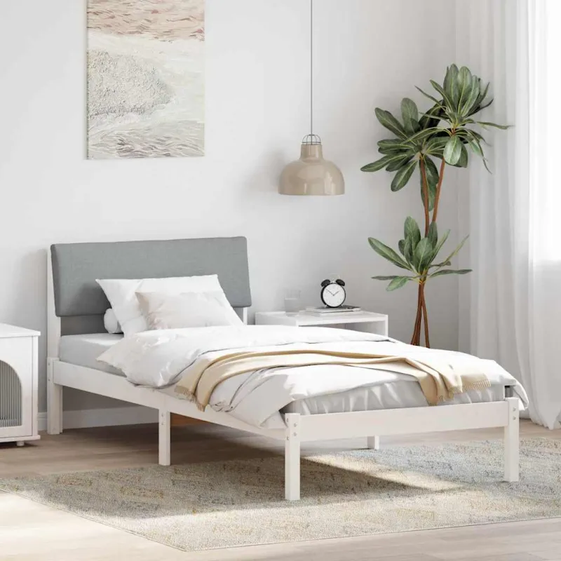 Lovos rėmas Balta ir šviesiai pilka 100 x 200 cm Pušies masyvas