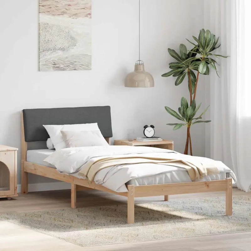 Lovos rėmas ruda ir tamsiai pilka 90 x 200 cm Pušies masyvas