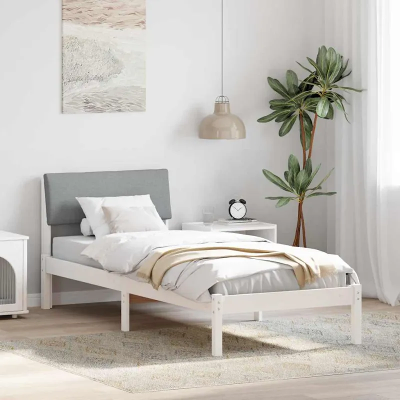 Lovos rėmas Balta ir šviesiai pilka 75 x 190 cm Pušies masyvas