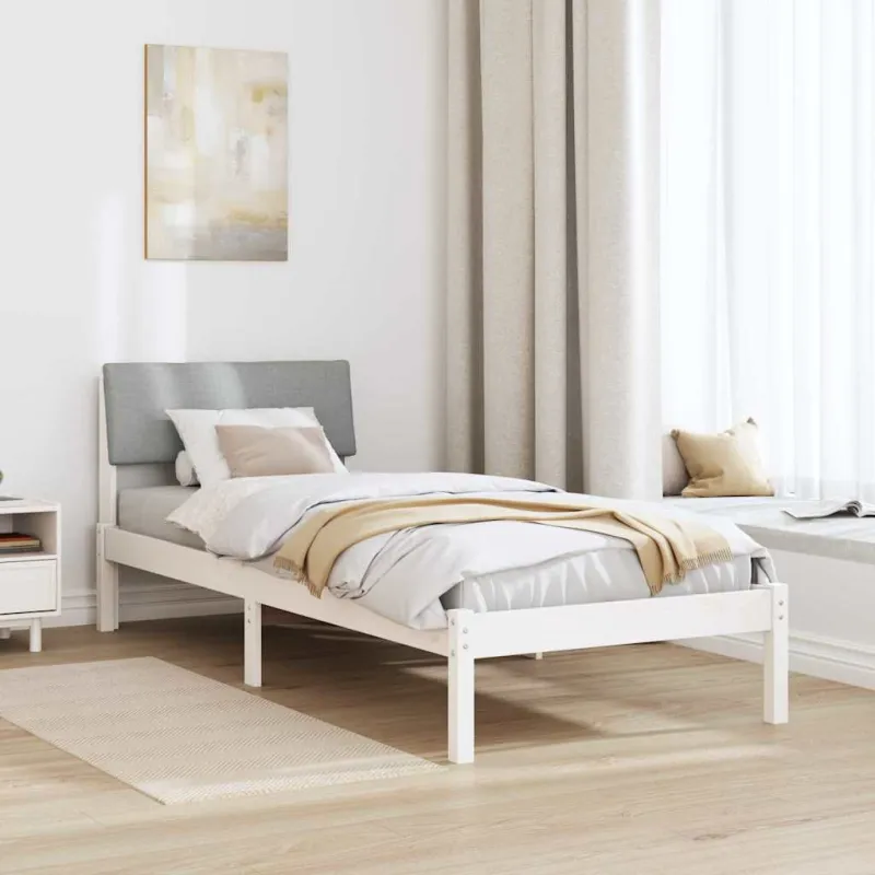 Lovos rėmas Balta ir šviesiai pilka 75 x 190 cm Pušies masyvas