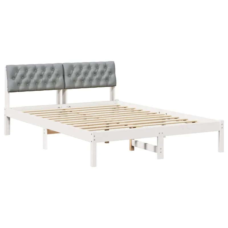 Lovos rėmas Balta ir šviesiai pilka 150 x 200 cm Pušies masyvas