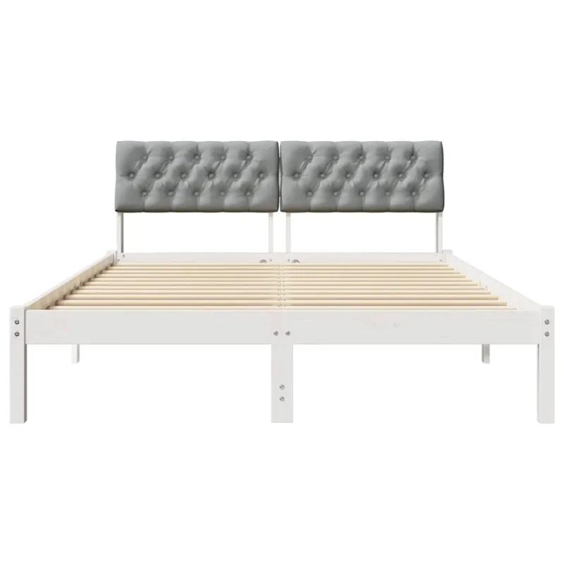 Lovos rėmas Balta ir šviesiai pilka 135 x 190 cm Pušies masyvas
