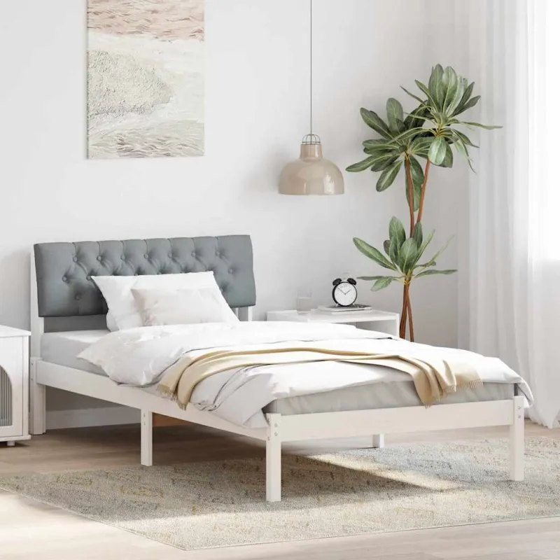 Lovos rėmas Balta ir šviesiai pilka 100 x 200 cm Pušies masyvas