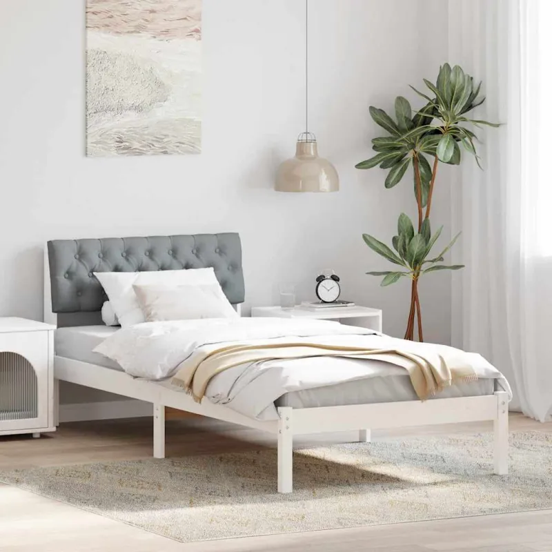 Lovos rėmas Balta ir šviesiai pilka 90 x 200 cm Pušies masyvas