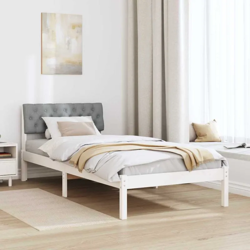 Lovos rėmas Balta ir šviesiai pilka 90 x 200 cm Pušies masyvas