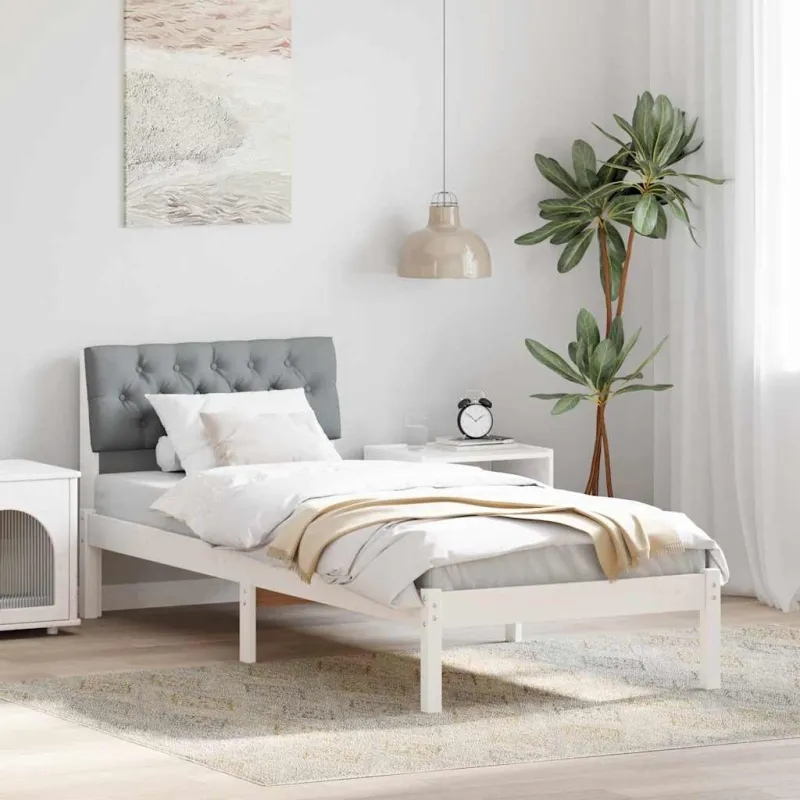 Lovos rėmas Balta ir šviesiai pilka 80 x 200 cm Pušies masyvas