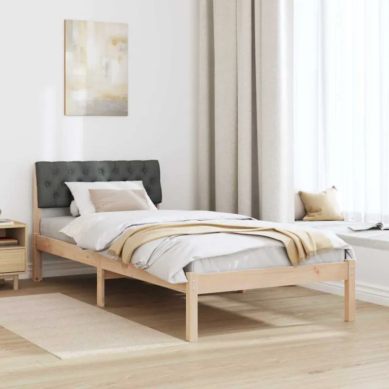 Lovos rėmas ruda ir tamsiai pilka 90 x 190 cm Pušies masyvas