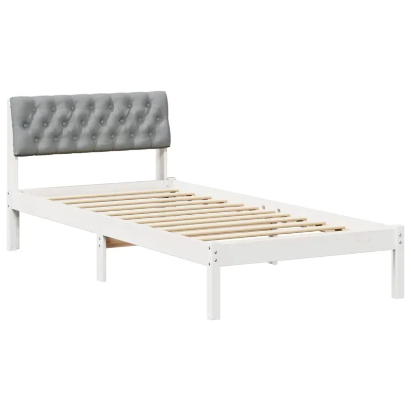 Lovos rėmas Balta ir šviesiai pilka 90 x 190 cm Pušies masyvas