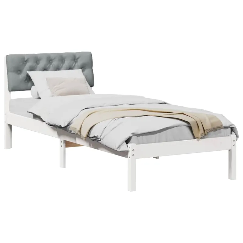 Lovos rėmas Balta ir šviesiai pilka 75 x 190 cm Pušies masyvas