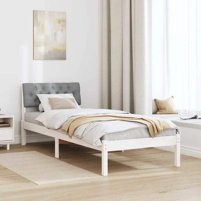 Lovos rėmas Balta ir šviesiai pilka 75 x 190 cm Pušies masyvas