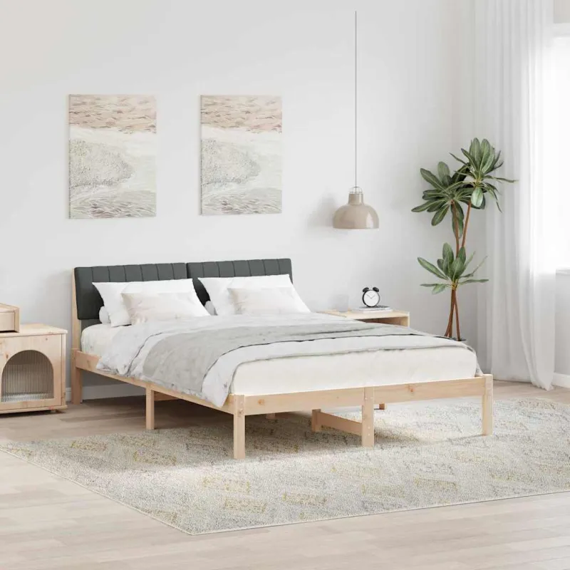 Lovos rėmas ruda ir tamsiai pilka 135 x 190 cm Pušies masyvas