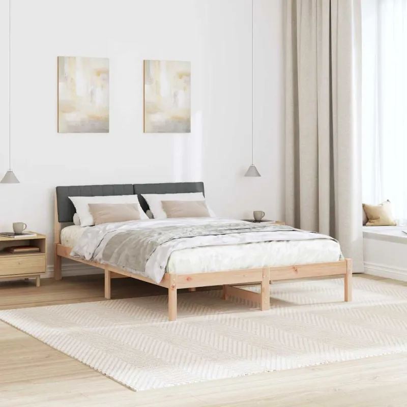 Lovos rėmas ruda ir tamsiai pilka 135 x 190 cm Pušies masyvas