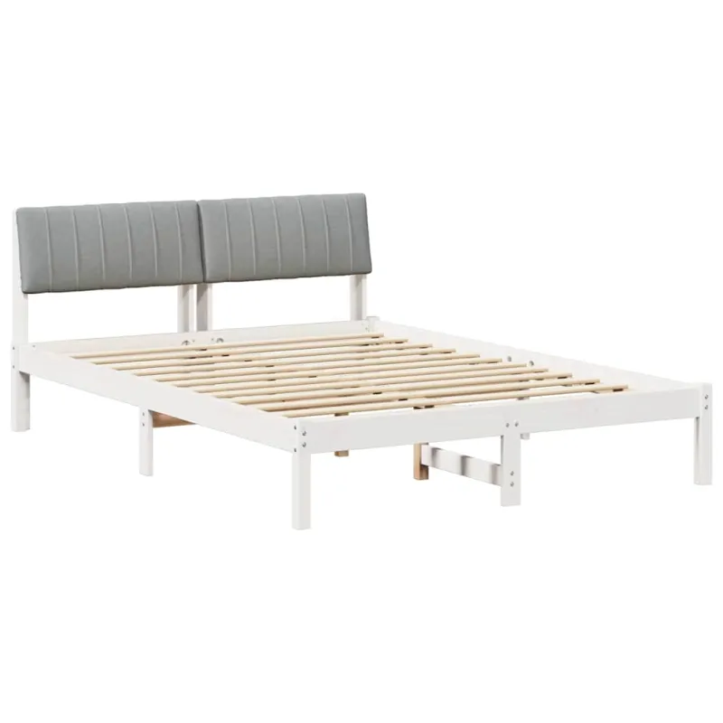 Lovos rėmas Balta ir šviesiai pilka 135 x 190 cm Pušies masyvas