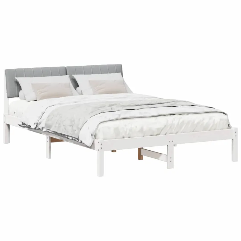Lovos rėmas Balta ir šviesiai pilka 135 x 190 cm Pušies masyvas